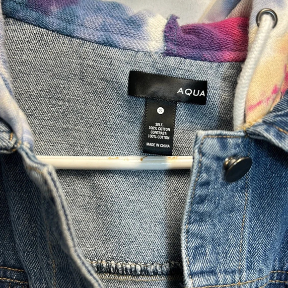 Aqua Tie-dye Jean Sweatshirt Jacket - Picture 2 of 3
